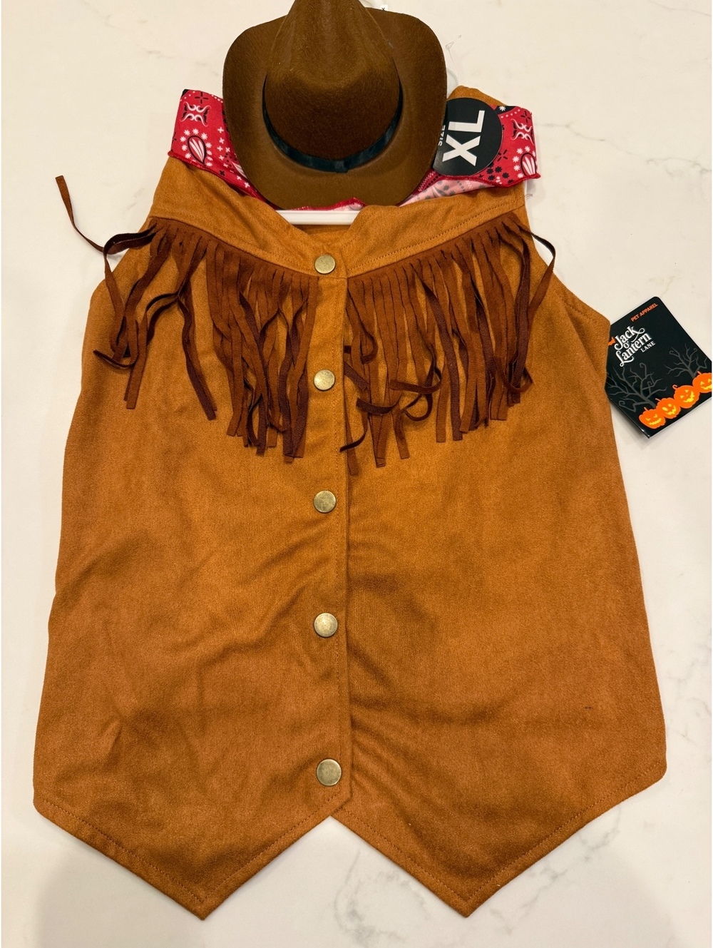 NWT Western Cowboy Pet Costume Extra Large XL Dog Halloween Outfit Faux Suede